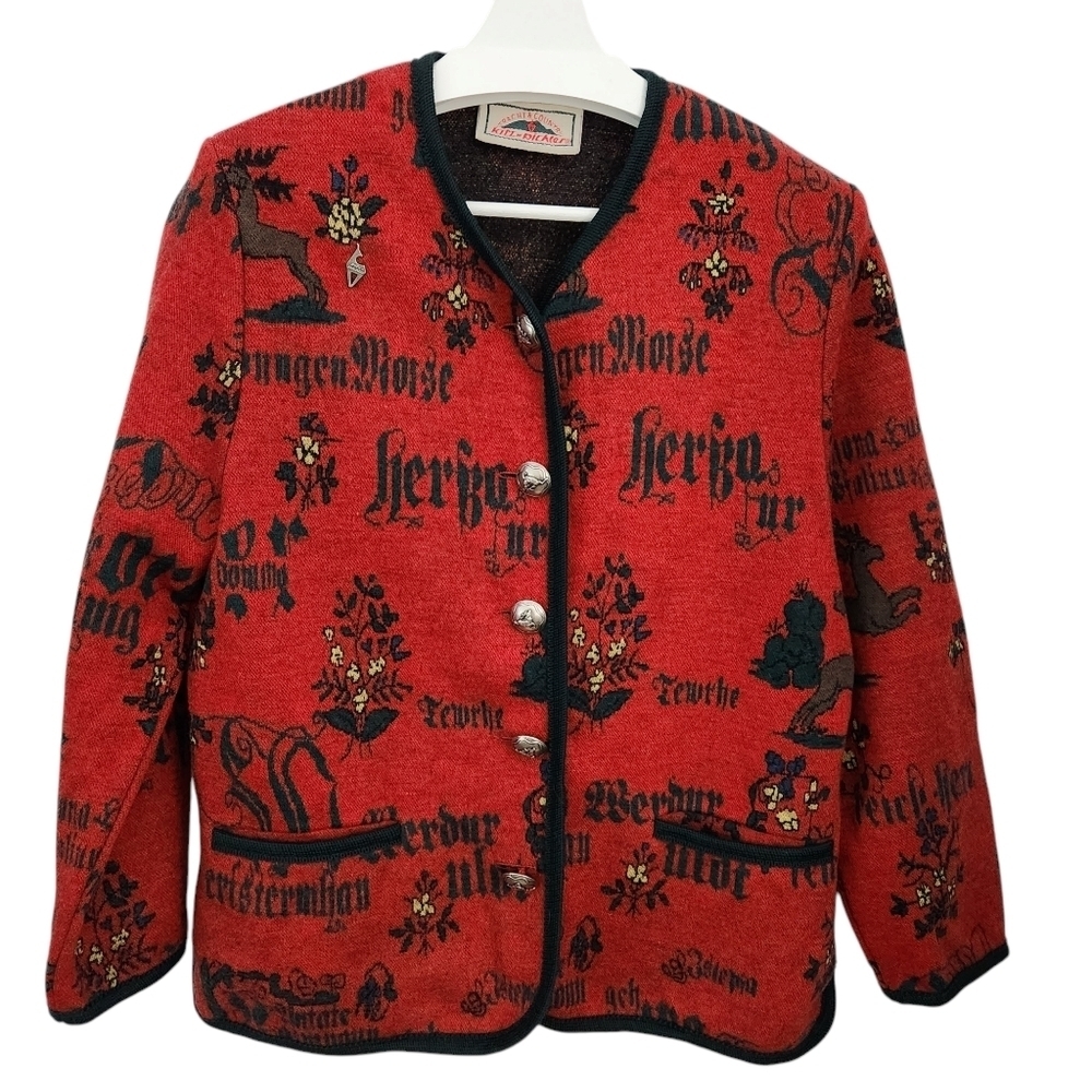 KITZ-PICHLER Vintage 100% Wool Austrian women's Sweater Cardigan Medium - Picture 3 of 16